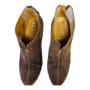 Kork’s Women’s Haldor Leather Suede Bootie Back zip Boot Taupe Size 8